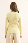 Button Placket Ribbed Blouse