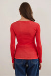 Button Placket Ribbed Blouse