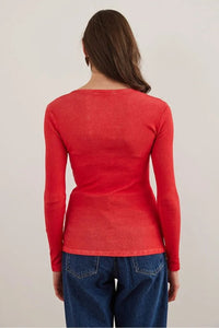 Button Placket Ribbed Blouse