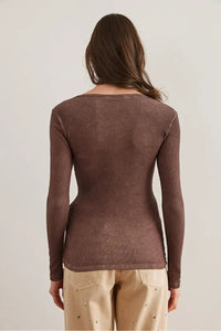Button Placket Ribbed Blouse