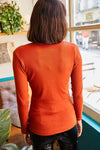 Button Placket Ribbed Blouse
