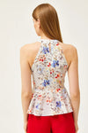 Halter Neck Crepe Blouse with Waist Detail