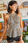 Halter Neck Crepe Blouse with Waist Detail