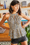 Halter Neck Crepe Blouse with Waist Detail