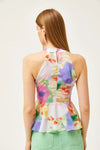 Halter Neck Crepe Blouse with Waist Detail