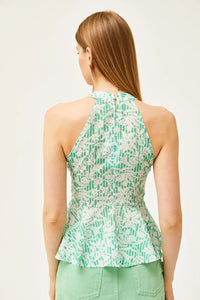Halter Neck Crepe Blouse with Waist Detail