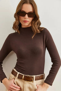 High-Neck Draped Soft Touch Blouse