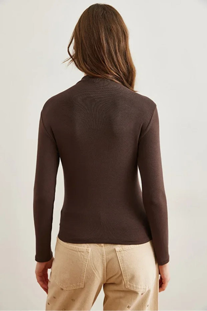 High-Neck Draped Soft Touch Blouse