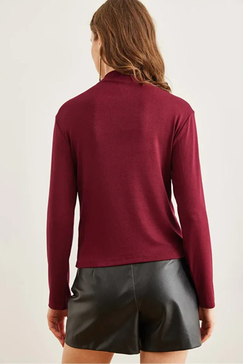 High-Neck Draped Soft Touch Blouse