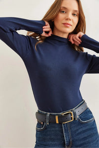 High-Neck Draped Soft Touch Blouse