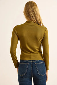 High-Neck Draped Soft Touch Blouse