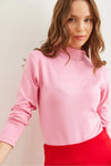 High-Neck Draped Soft Touch Blouse