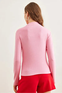 High-Neck Draped Soft Touch Blouse