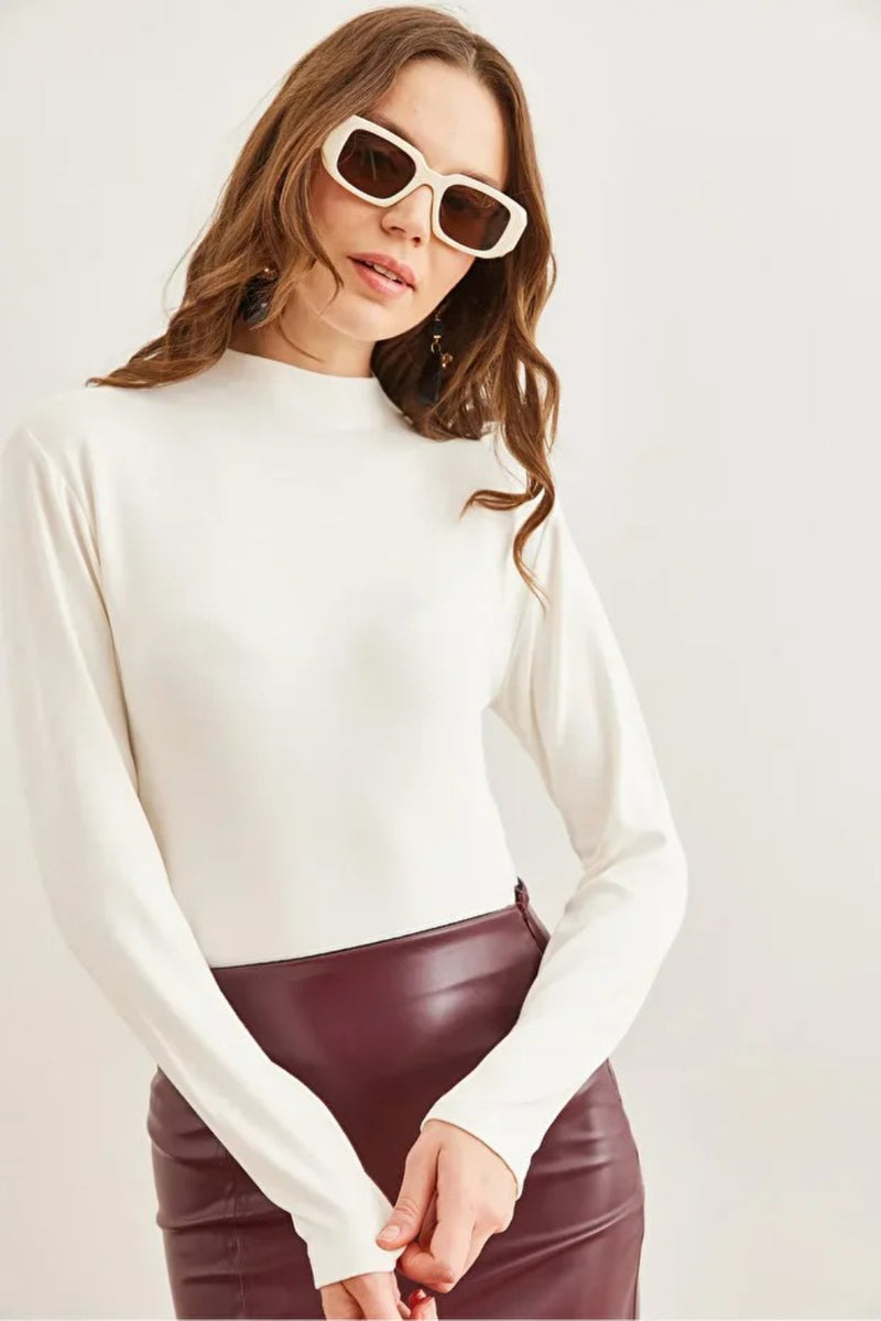 High-Neck Draped Soft Touch Blouse