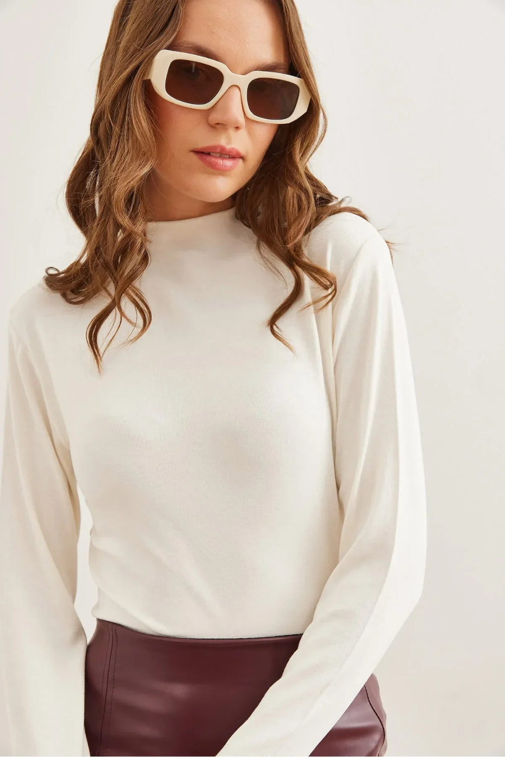 High-Neck Draped Soft Touch Blouse