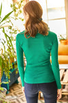 Zippered Turtleneck Stretch Blouse