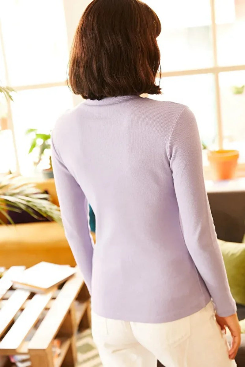 Zippered Turtleneck Stretch Blouse