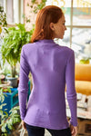 Zippered Turtleneck Stretch Blouse