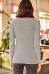 Zippered Turtleneck Stretch Blouse