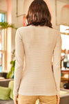 Zippered Turtleneck Stretch Blouse