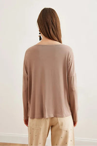 V-Neck Viscose Blouse with Silver Stitching Details
