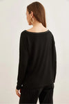 V-Neck Viscose Blouse with Silver Stitching Details