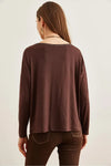 V-Neck Viscose Blouse with Silver Stitching Details