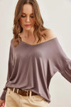V-Neck Viscose Blouse with Silver Stitching Details