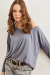 V-Neck Viscose Blouse with Silver Stitching Details