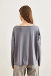 V-Neck Viscose Blouse with Silver Stitching Details