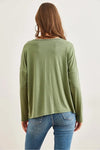 V-Neck Viscose Blouse with Silver Stitching Details