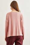V-Neck Viscose Blouse with Silver Stitching Details