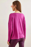V-Neck Viscose Blouse with Silver Stitching Details