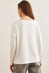 V-Neck Viscose Blouse with Silver Stitching Details