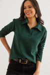 Polo Neck Tunisian Knit Blouse