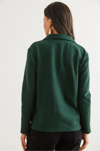 Polo Neck Tunisian Knit Blouse