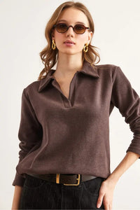 Polo Neck Tunisian Knit Blouse