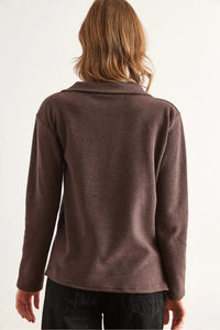 Polo Neck Tunisian Knit Blouse