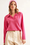 Polo Neck Tunisian Knit Blouse