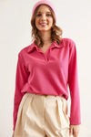 Polo Neck Tunisian Knit Blouse