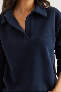 Polo Neck Tunisian Knit Blouse