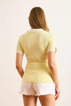 Polo Collar Color-Detail Stretch Cotton Blouse