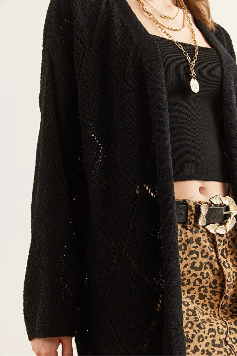 Openwork Long Knit Cardigan