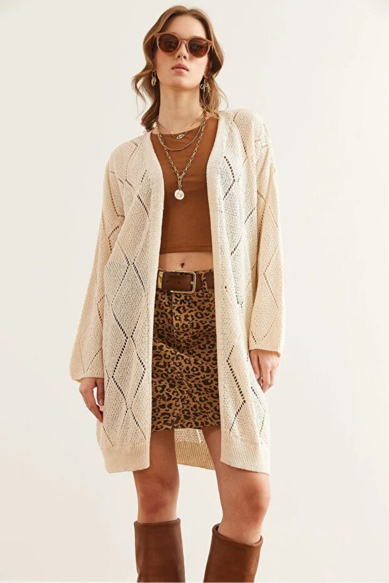 Openwork Long Knit Cardigan