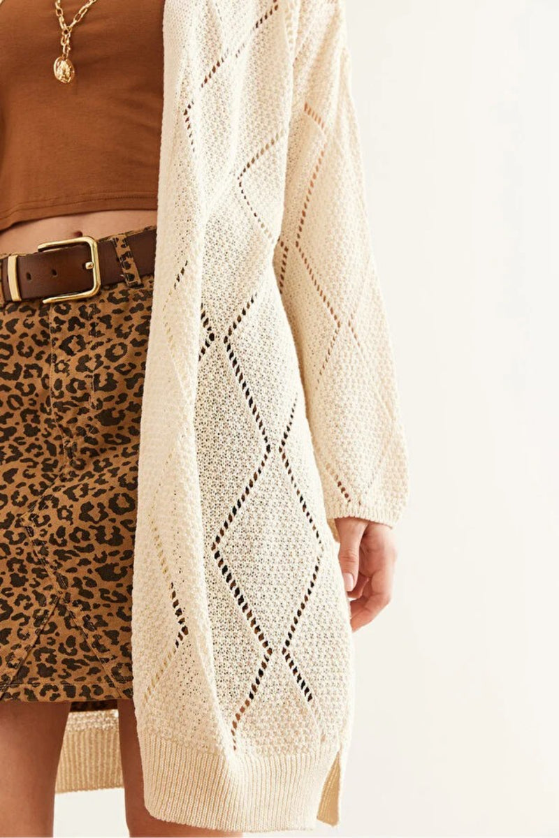 Openwork Long Knit Cardigan
