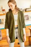 Relaxed Knit Cardigan with Folded Sleeves and Pockets
