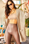 Relaxed Knit Cardigan with Folded Sleeves and Pockets