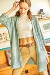 Relaxed Knit Cardigan with Folded Sleeves and Pockets
