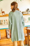 Relaxed Knit Cardigan with Folded Sleeves and Pockets