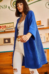 Relaxed Knit Cardigan with Folded Sleeves and Pockets